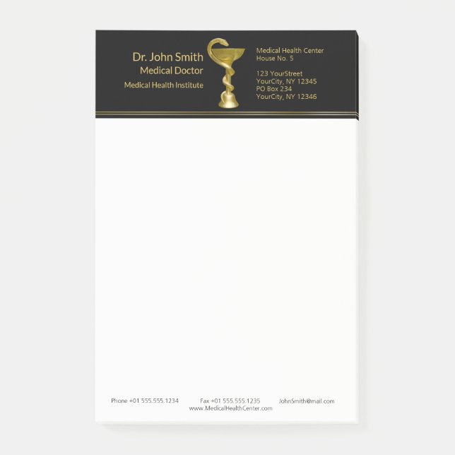Post-it® Médicale Snake Bowl Hygieia Gold Caduceus Classic (Devant)