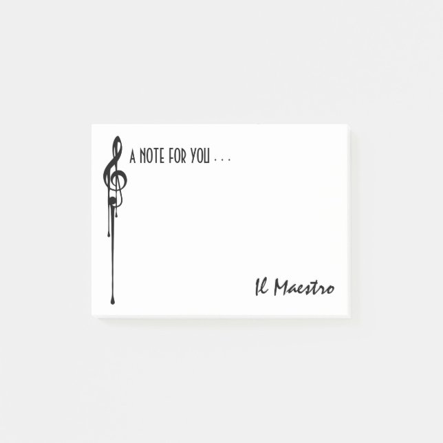 Post-it® MELTPOINT WHITE Black G-Clef 'Il Maestro' Personna (Devant)