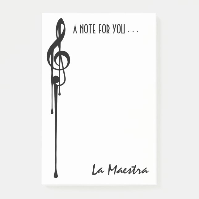 Post-it® MELTPOINT WHITE Black G-Clef 'La Maestra' Personna (Devant)