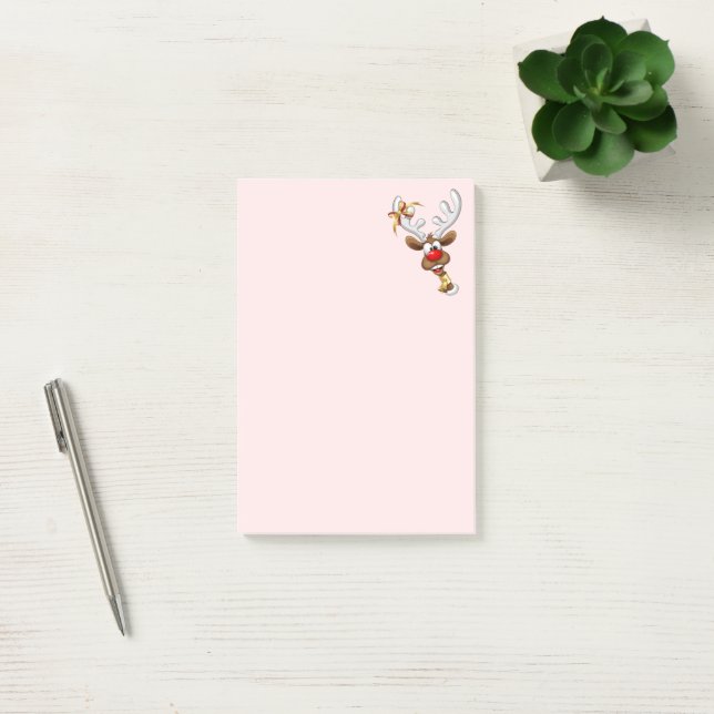 Post-it® Mème de Noël drôle de renne qui regarde par-dessus (Bureau)