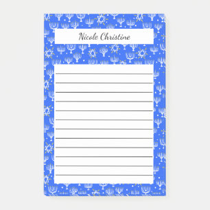Post-it® Menorah Star de David Hanoukka Blue CUSTOM Notepad