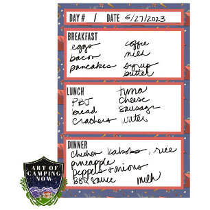 Post-it® Menu Camping Outil de planification des repas