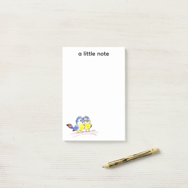 Post-it® Merles Bleus sur une Branche (Sur un bureau)