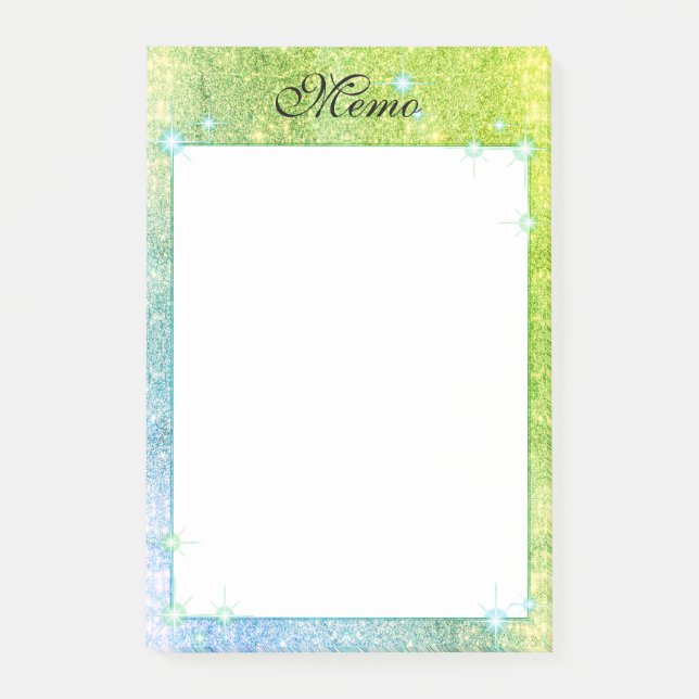Post-it® Mermaid Bleu Vert Parties scintillant Étincelle Fa (Devant)