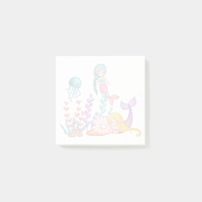 Post-it® Mermaids et méduses sous l'aquarelle marine (Devant)
