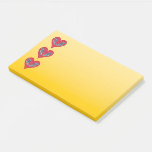 Post-it® Mérou - Cœurs rouges, disposés verticalement