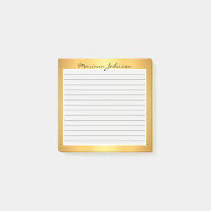 Post-it® métal d'or avec arrière - plan de lignes, personna