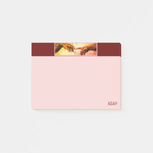 Post-it® Michelangelo Mains Art sur Bourgogne & Or Rose