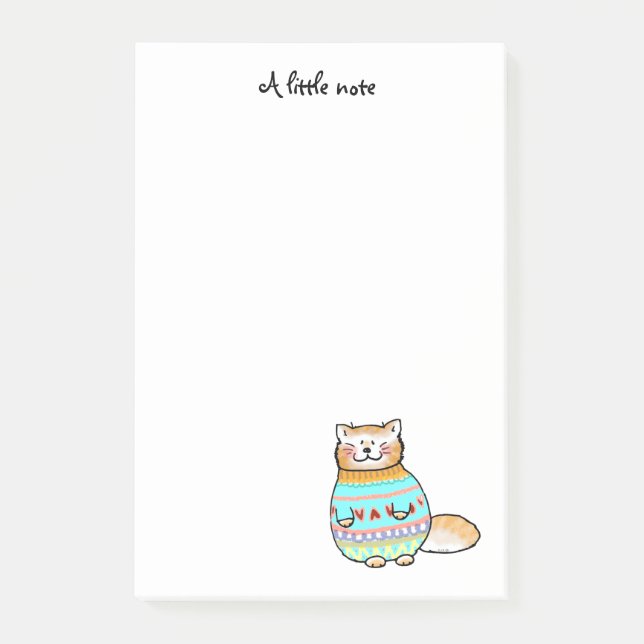 Post-it® mignon chat en pull d'hiver (Devant)
