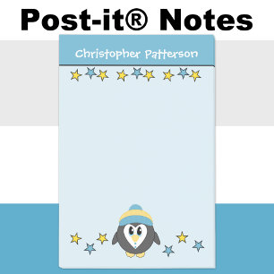 Post-it® Mignon nom d'étoiles de manchot enfants bleu jaune