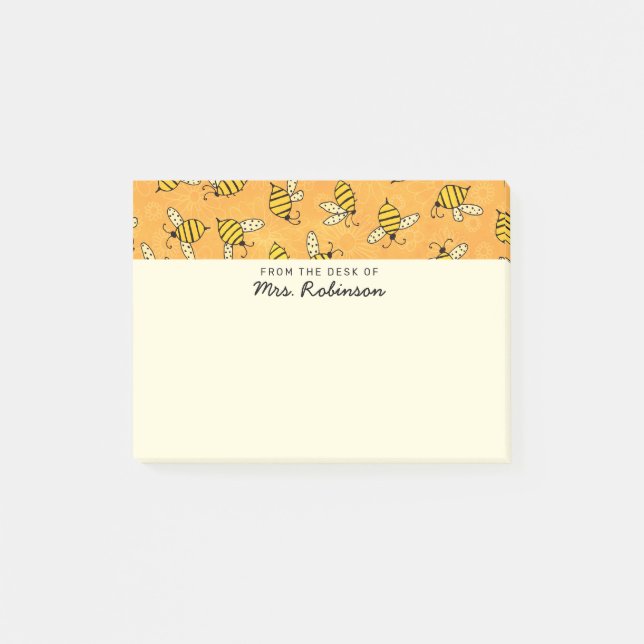 Post-it® Mignonne Enseignante des abeilles du bureau de 4x3 (Devant)