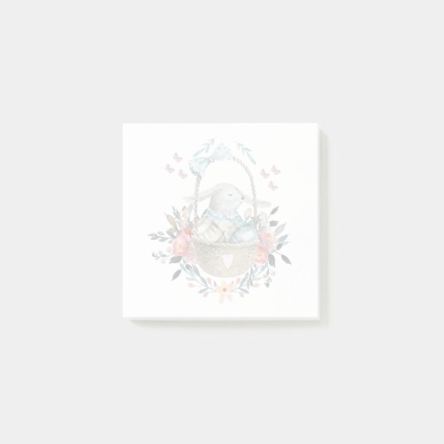 Post-it® Mignonne lapin dans un panier avec des oeufs et de (Devant)
