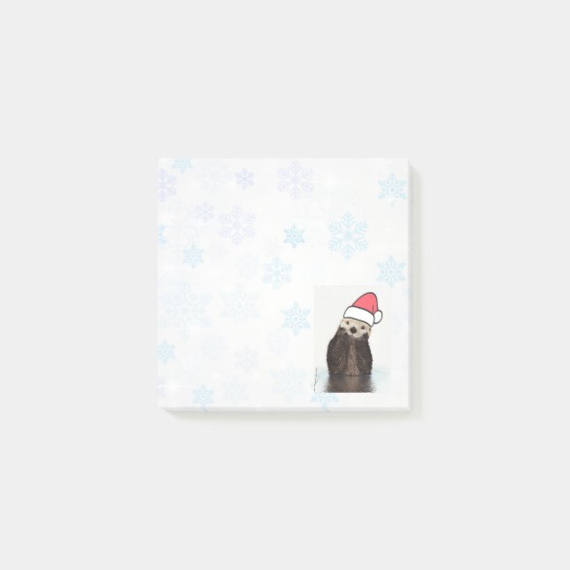Post-it® Mignonne Otter portant un chapeau de Père Noël (Devant)