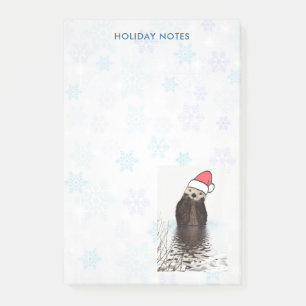 Post-it® Mignonne Otter portant un chapeau de Père Noël Joy