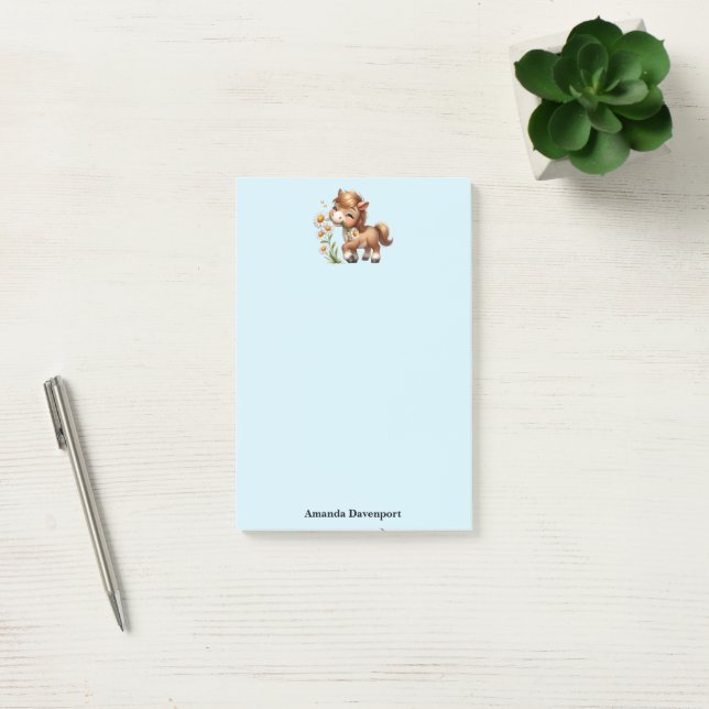 Post-it® Mignonne Pony Mange Manger Des Marguerites (Bureau)