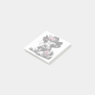 Post-it® Mignonne Veau Portant Casquette orné de fleurs