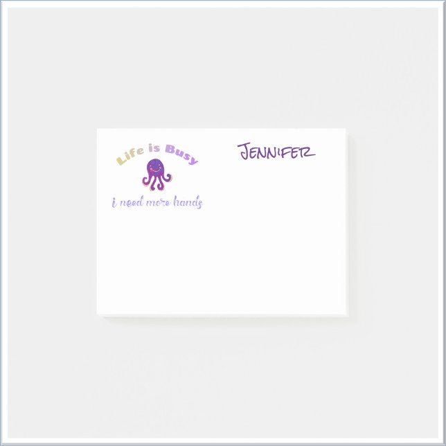 Post-it® Mignonne Violet Octopus LA VIE EST BUSSE (Créateur téléchargé)