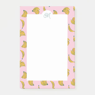 Post-it® Mignons Monogrammes Bananes jaunes en Arrière - pl