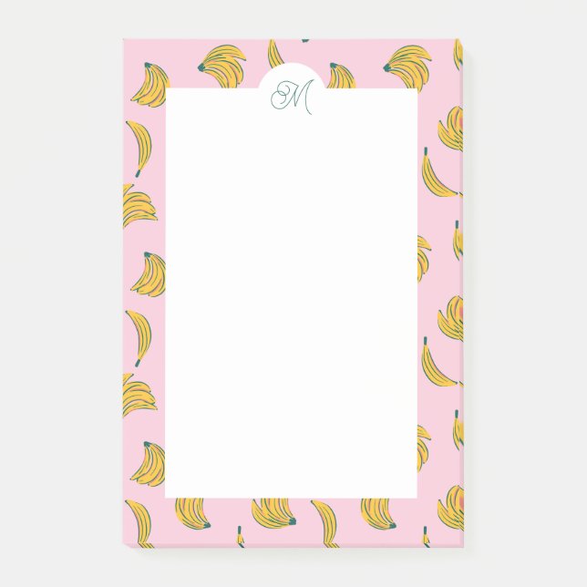 Post-it® Mignons Monogrammes Bananes jaunes en Arrière - pl (Devant)
