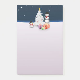 Post-it® Mignons neigeurs avec sapin de Noël