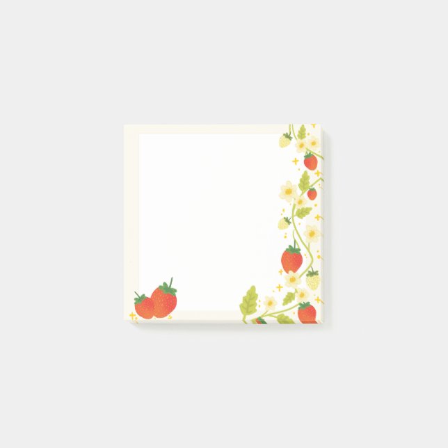 Post-it® Mignons plaquettes de notes de fraises mignonnes (Devant)