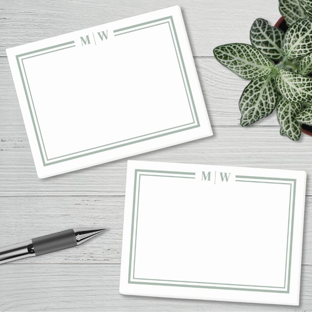 Post-it® Minimalist Green Monogram (Minimalist Green Monogram Post-it Notes)