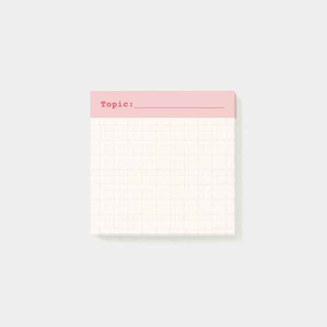 Post-it® Minimalist HandDrawn Grid Topic Header Ballet Pink (Devant)