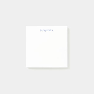 Post-it® Minimaliste Blanc Bleu Plaine Élégant Nom moderne