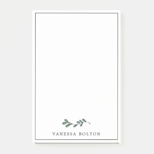 Post-it® Minimaliste Green Mistletoe Twig Ajouter Votre Nom