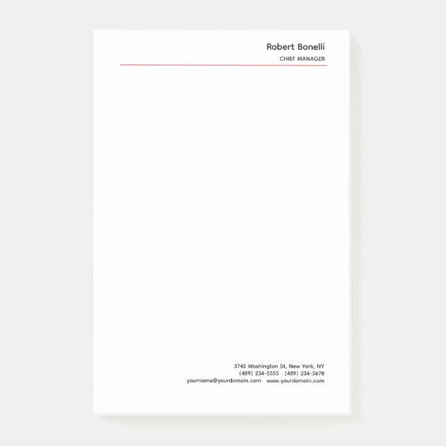 Post-it® Minimaliste rouge clair moderne (Devant)