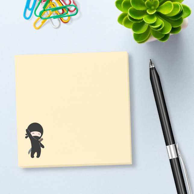 Post-it® Minuscule Ninja heureux sur Jaune (Créateur téléchargé)