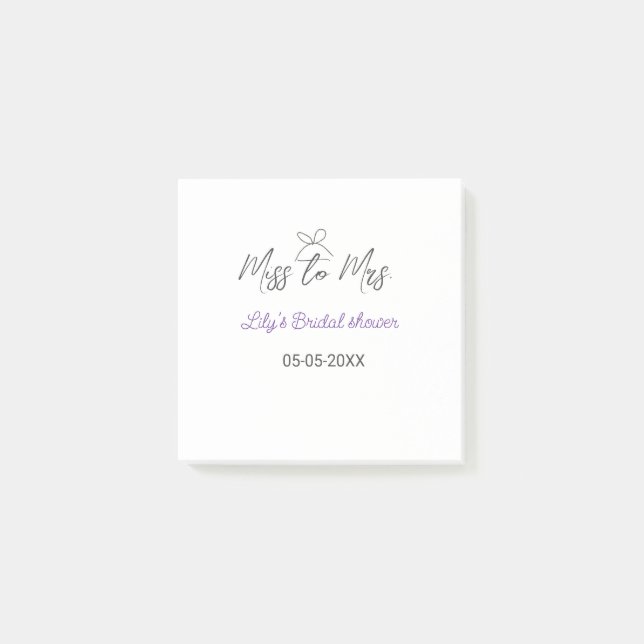 Post-it® Miss à Mrs douche de mariée ajouter nom date année (Devant)