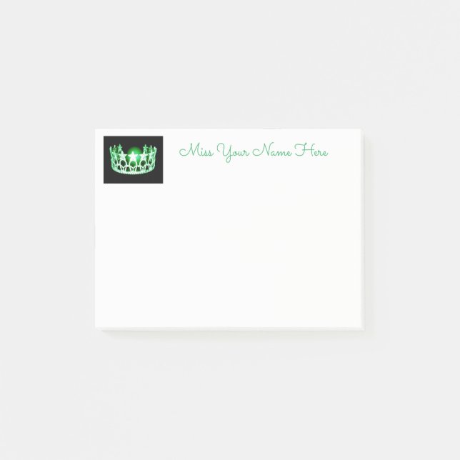 Post-it® Miss USA Green Crown Post-it Notes (Devant)