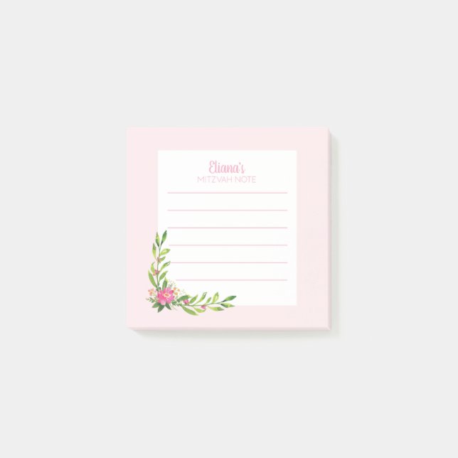 Post-it® Mitzvah rose floral Note : 3x3 Pad adhésif Post-it (Devant)