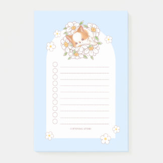 Post-it® Mochi chiot endormi sur des fleurs Mignon Kawaii