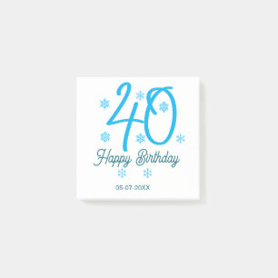 Post-it® modèle bleu pour le 40e anniversaire avec nom date