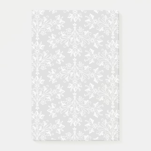 Post-it® Modèle Daisy Damask en blanc sur noir (Devant)