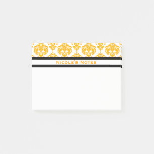 Post-it® Modèle Damas jaune et blanc Moderne Personnalisé