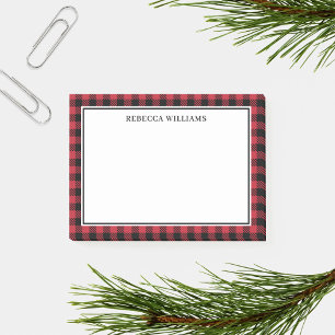 Post-it® Modèle de nom rouge et noir de Buffalo Plaid