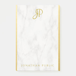 Post-it® Modèle de script Gold de Marbre blanc personnalisé