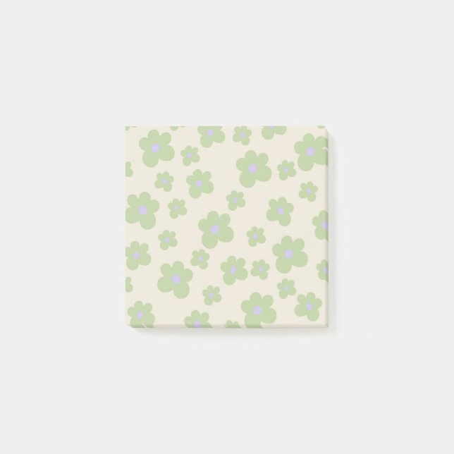 Post-it® Modèle floral blanc vert et pourpre (Devant)