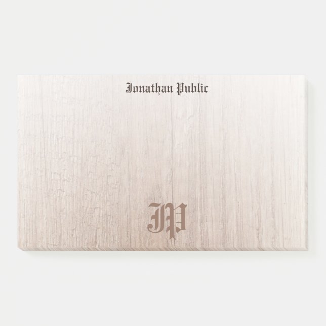 Post-it® Modèle monogramme manuscrit en bois (Devant)