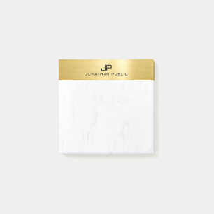 Post-it® Modèle simple élégant en marbre blanc et or