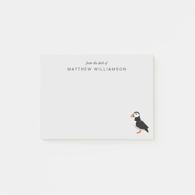 Post-it® Modern From the Desk of Puffin Bird Post-it Notes (Devant)