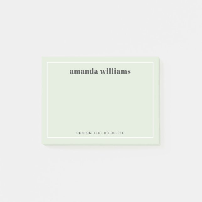 Post-it® Modern light sage green custom name and text (Devant)