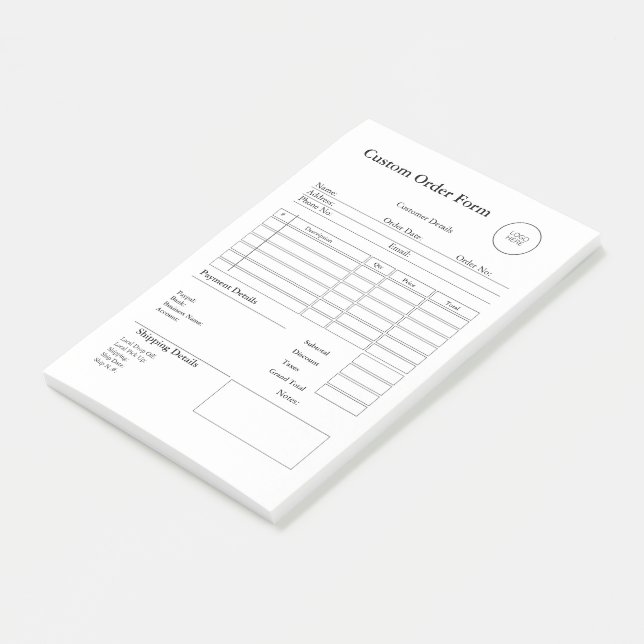 Post-it® Modern Small Business custom order Sales Receipt (Incliné)