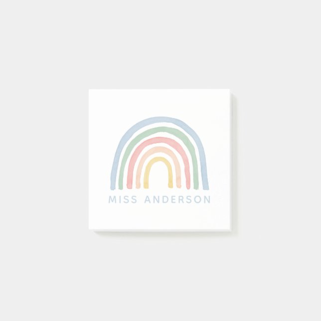 Post-it® Moderne aquarelle arc-en-ciel professeur merci cad (Devant)