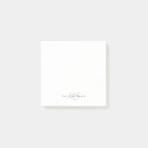 Post-it® Moderne Cute Gris Argent Brush Script Deux Monogra