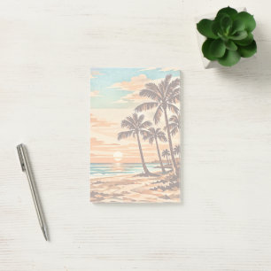 Post-it® moderne de milieu de siècle plage Hawaii coucher d