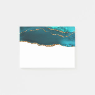 Post-it® Moderne Design Turquoise Agate & Gold Ribbon sur B